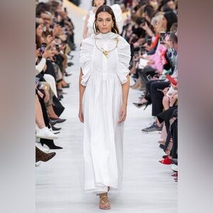 VALENTINO RUNWAY LE BLANC WHITE RUFFLE HALTER WHITE WEDDING GOWN DRESS IT 40